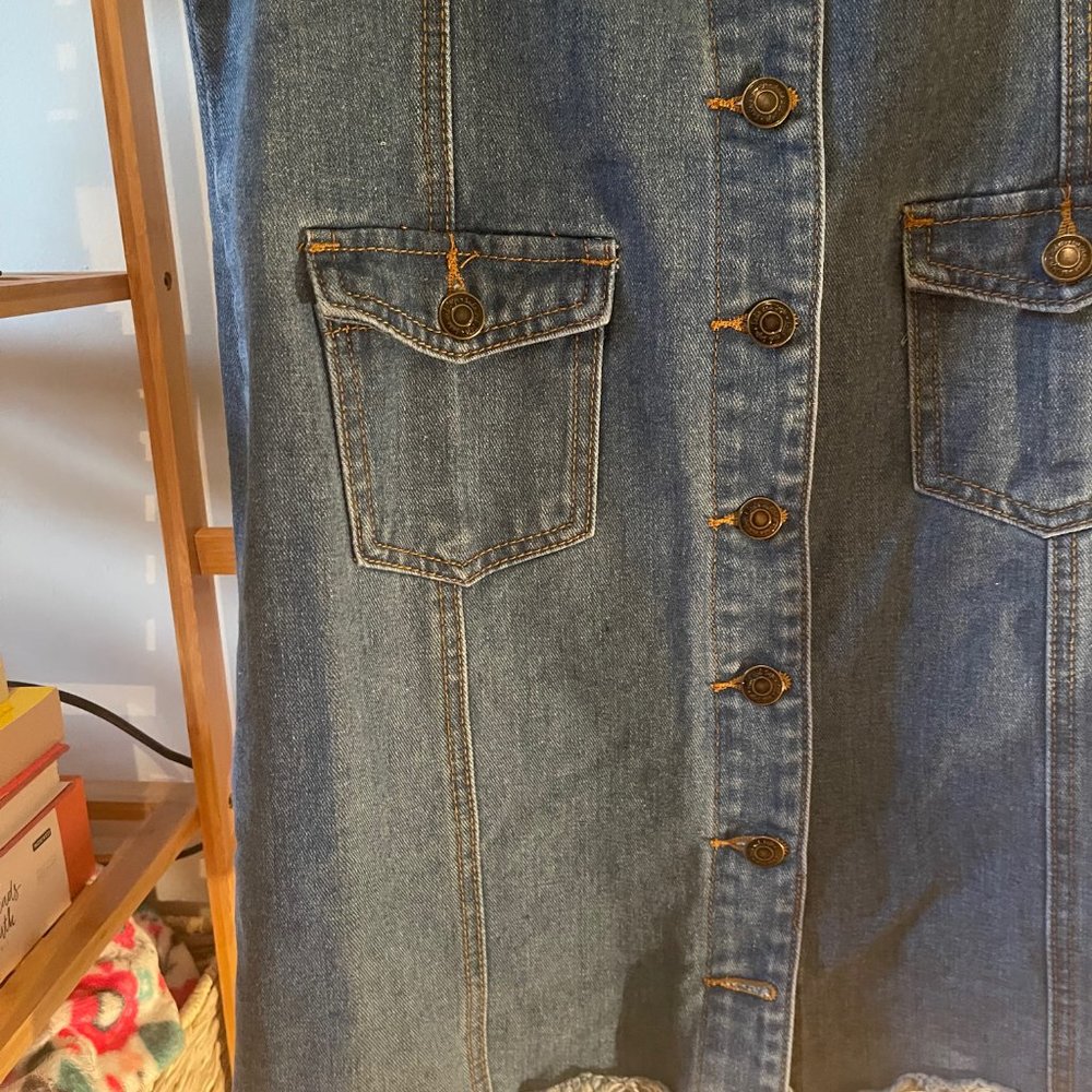 Denim Dress with Functional Buttons - Picture 3 of 6